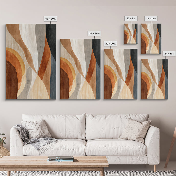 Warm Taupe Abstract Waves Canvas Print, Above Bed Art, Boho Wall Art, Bedroom Decor, Abstract Art, Serenity, Above Bed Decor, ABA-2x3-95