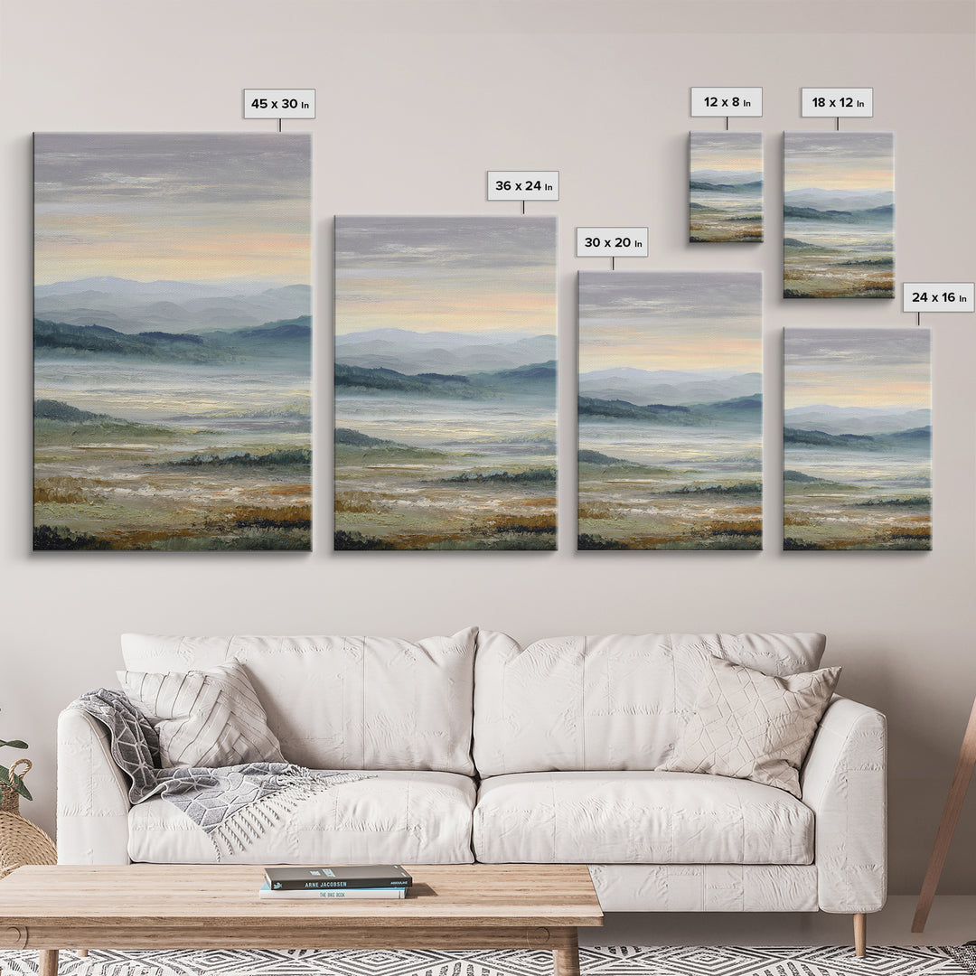 Soft Romantic Landscape Framed Canvas Print, Above Bed Art, Textured Wall Art, Bedroom Decor, Fine Art, Serenity, Western Decor, ABA-2x3-97
