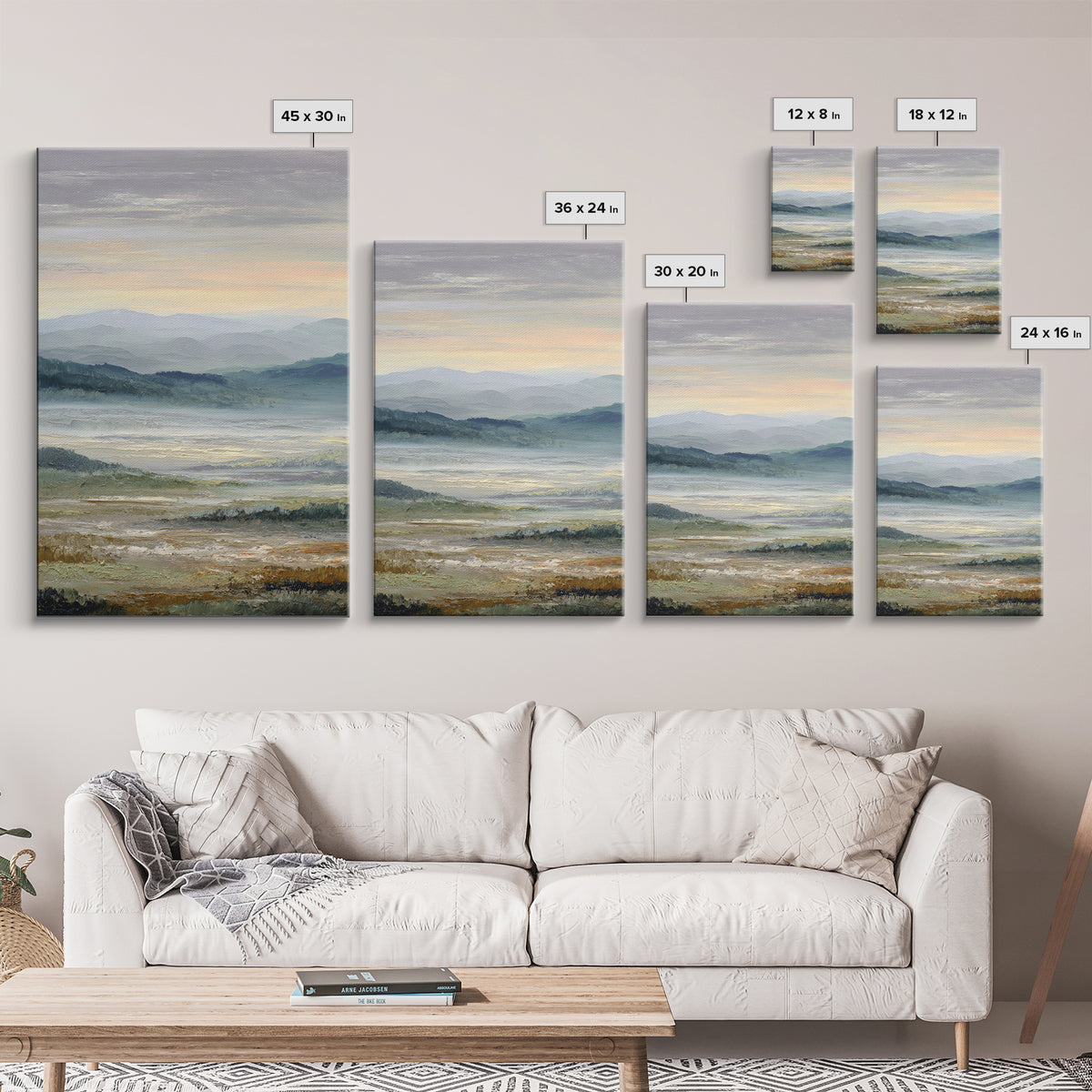 Soft Romantic Landscape Framed Canvas Print, Above Bed Art, Textured Wall Art, Bedroom Decor, Fine Art, Serenity, Western Decor, ABA-2x3-97