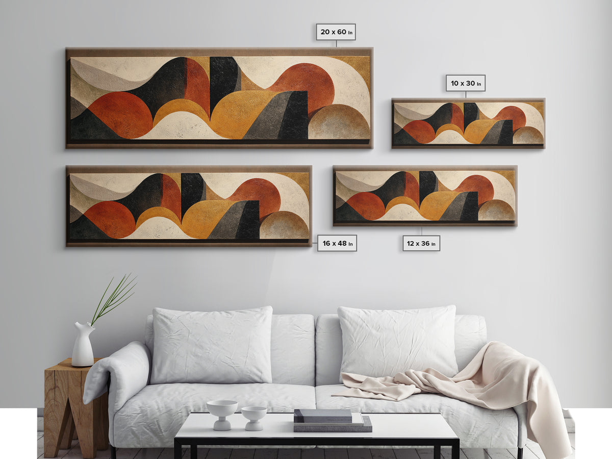 Abstract Sunrise Geometry Framed Canvas Print, Above Bed Art, Western Decor, Bedroom Decor, Abstract Art, Serenity, ABA-3x1-12
