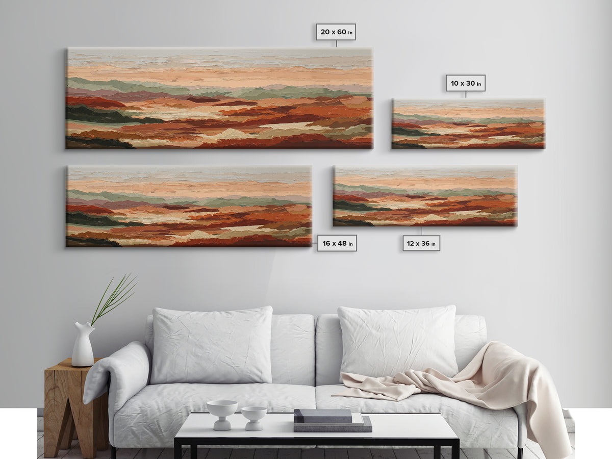 Dreamy Desert Sunset Framed Canvas Print, Above Bed Art, Statement Artwork, Bedroom Decor, Fine Art, Serenity, ABA-3x1-23