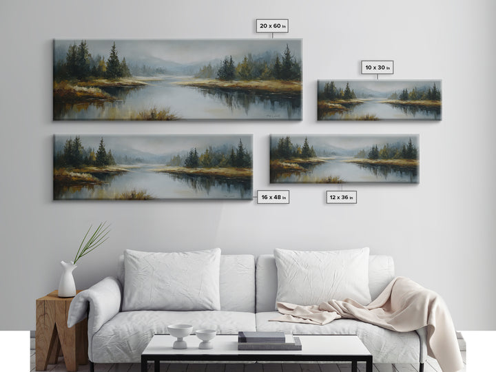 Calming Lake Reflection Canvas Print, Above Bed Art, Home Decor, Bedroom Decor, Fine Art, Serenity, Contemporary Art, ABA-3x1-3