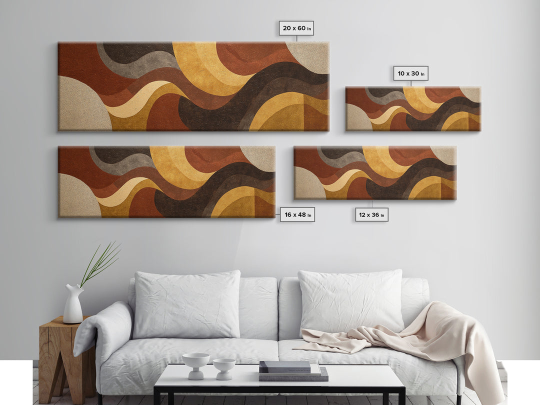 Warm Taupe Abstract Waves Canvas Print, Above Bed Art, Luxury Decor, Bedroom Decor, Fine Art, Serenity, Mid Century Modern, ABA-3x1-31