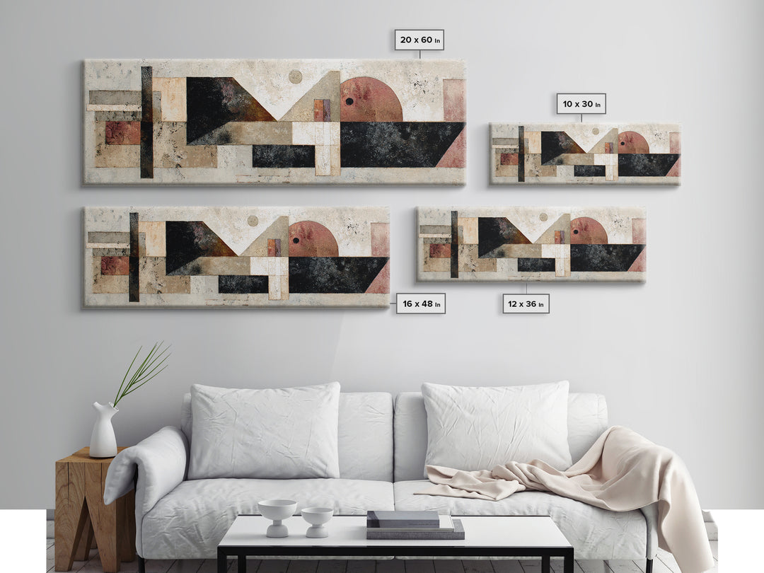 Abstract Sunrise Geometry Canvas Print, Above Bed Art, Above Bed Decor, Bedroom Decor, Fine Art, Serenity, Minimalist Decor, ABA-3x1-36