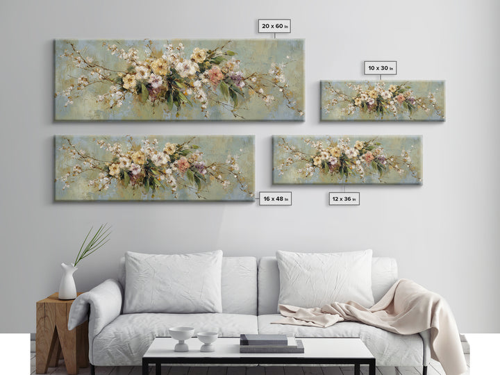 Soft Eucalyptus Branches Arranged Symmetrically Canvas Print, Above Bed Art, Living Room Decor, Bedroom Decor, Serenity, ABA-3x1-46