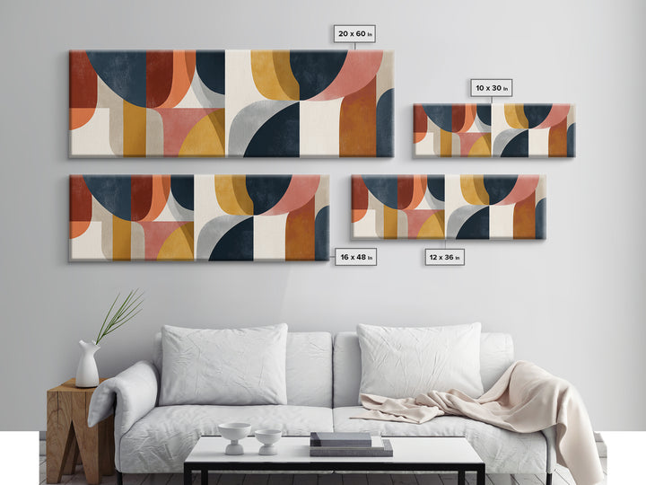 Abstract Sunrise Geometry Framed Canvas Print, Above Bed Art, Statement Artwork, Bedroom Decor, Fine Art, Serenity, ABA-3x1-60