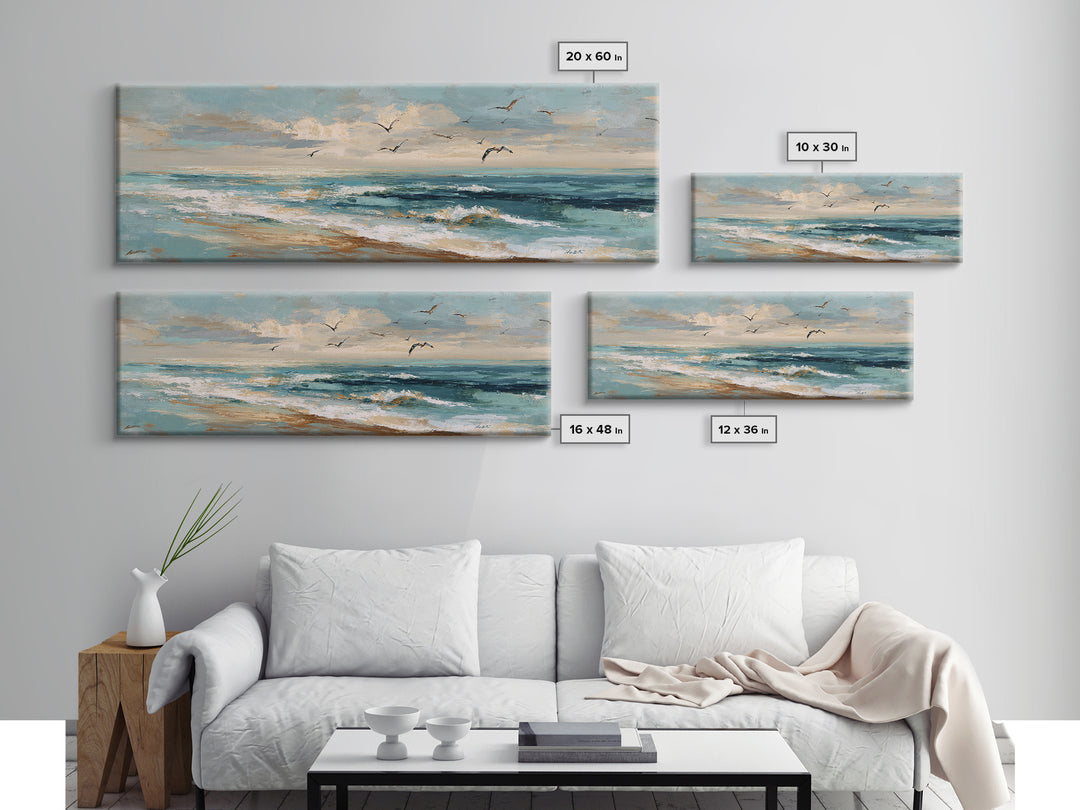 Serene Ocean Tide Seen from Above Canvas Print, Above Bed Art, Boho Wall Decor, Bedroom Decor, Serenity, Fine Art Print, ABA-3x1-61