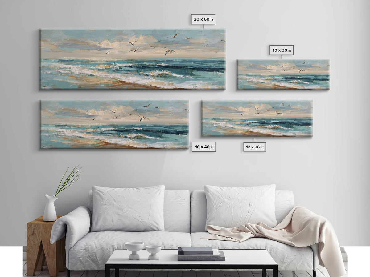 Serene Ocean Tide Seen from Above Canvas Print, Above Bed Art, Boho Wall Decor, Bedroom Decor, Serenity, Fine Art Print, ABA-3x1-61