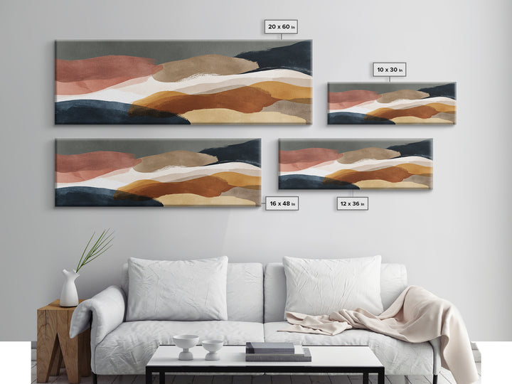 Warm Taupe Abstract Waves Framed Canvas Print, Above Bed Art, Gallery Decor, Bedroom Decor, Abstract Art, Serenity, Wall Art, ABA-3x1-7