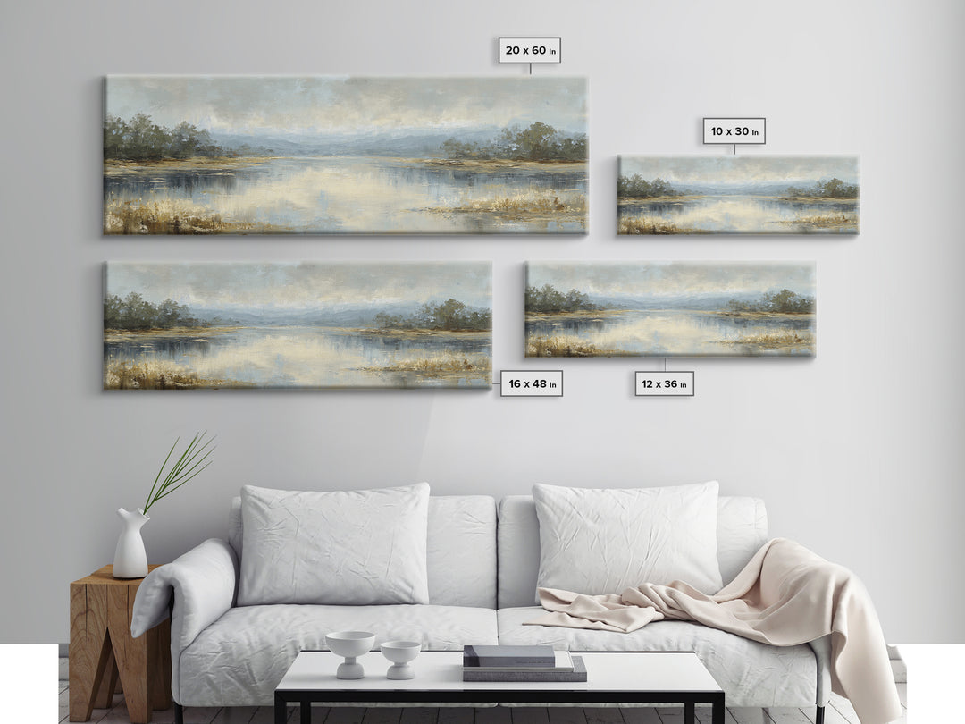 Calming Lake Reflection Canvas Print, Above Bed Art, Canvas Wall Art, Bedroom Decor, Fine Art, Serenity, Boho Wall Decor, ABA-3x1-75