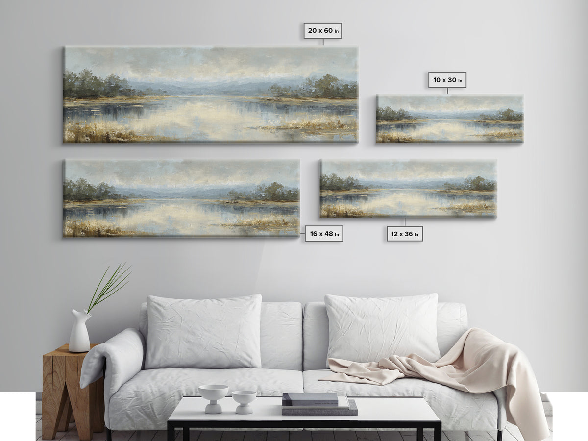 Calming Lake Reflection Canvas Print, Above Bed Art, Canvas Wall Art, Bedroom Decor, Fine Art, Serenity, Boho Wall Decor, ABA-3x1-75