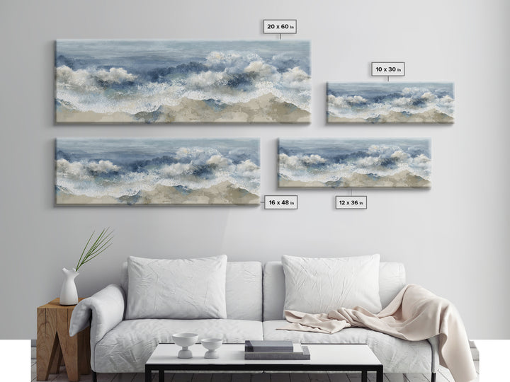 Serene Ocean Tide Seen from Above Canvas Print, Above Bed Art, Boho Wall Decor, Bedroom Decor, Serenity, Fine Art Print, ABA-3x1-85