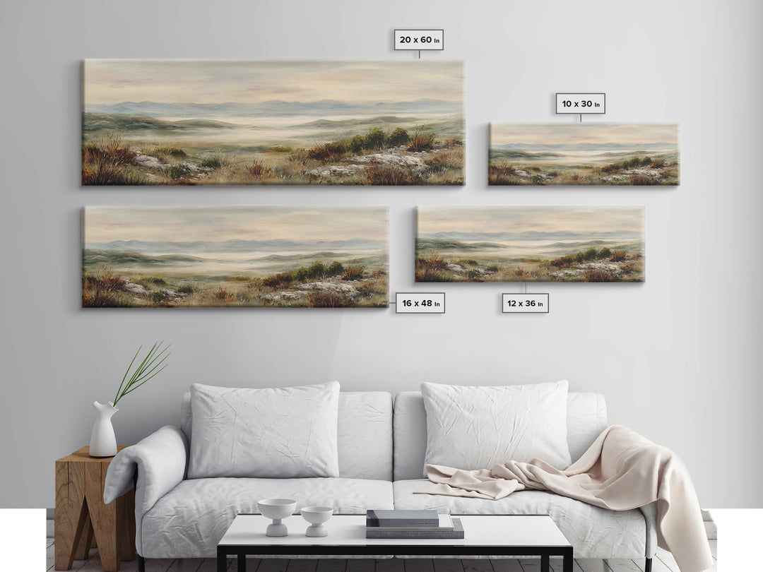 Soft Romantic Landscape Framed Canvas Print, Above Bed Art, Canvas Wall Art, Bedroom Decor, Fine Art, Serenity, Boho Wall Decor, ABA-3x1-9