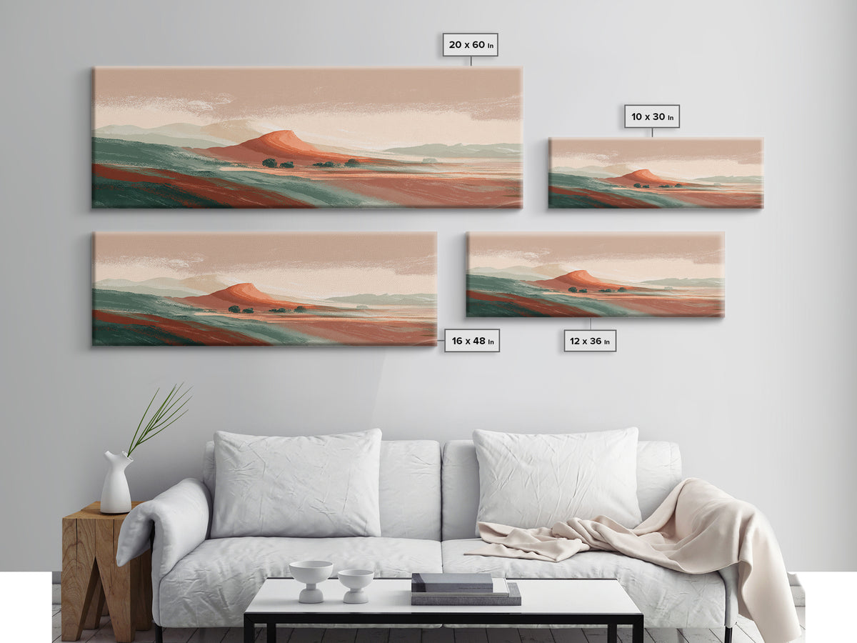 Dreamy Desert Sunset Canvas Print, Above Bed Art, Textured Painting, Bedroom Decor, Fine Art, Serenity, Original Art, ABA-3x1-95