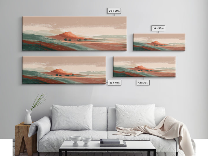 Dreamy Desert Sunset Canvas Print, Above Bed Art, Textured Painting, Bedroom Decor, Fine Art, Serenity, Original Art, ABA-3x1-95