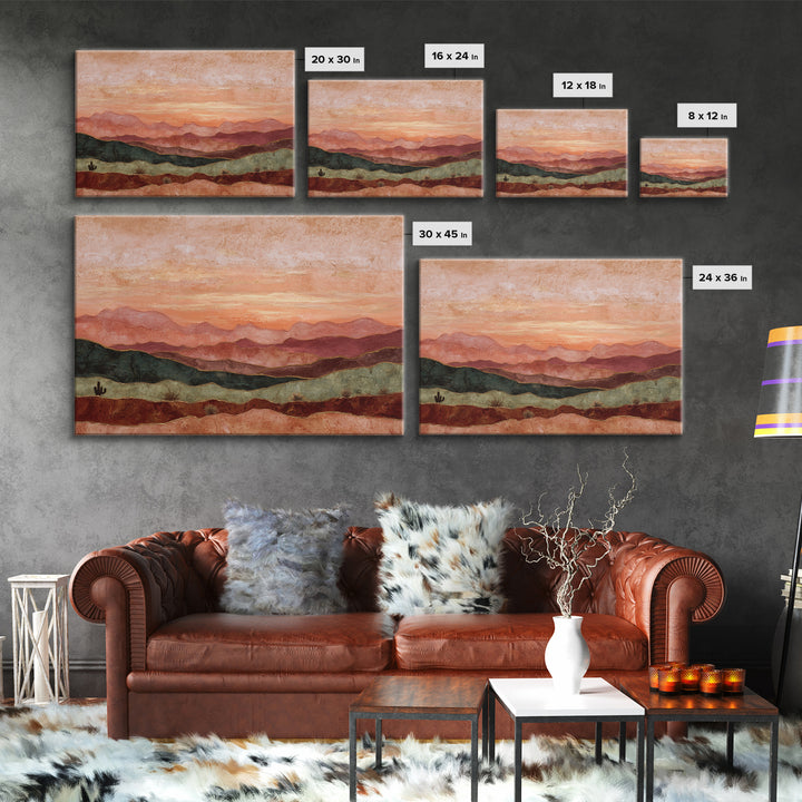 Dreamy Desert Sunset Canvas Print, Above Bed Art, Sage Green Wall Art, Bedroom Decor, Fine Art, Serenity, Modern Decor, ABA-3x2-11