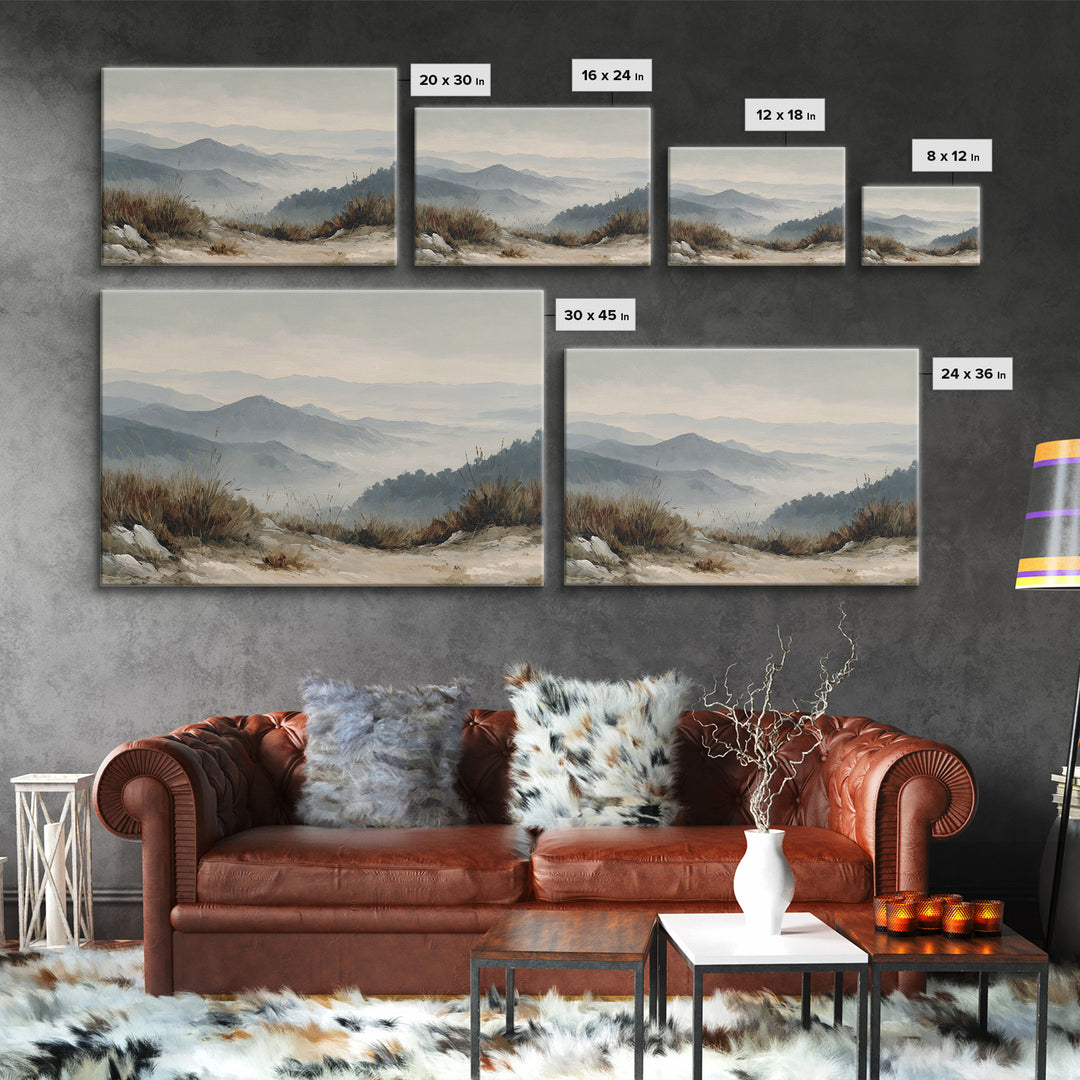 Panoramic Misty Mountain Landscape Canvas Print, Above Bed Art, Living Room Wall Art, Bedroom Decor, Fine Art, Serenity, ABA-3x2-29