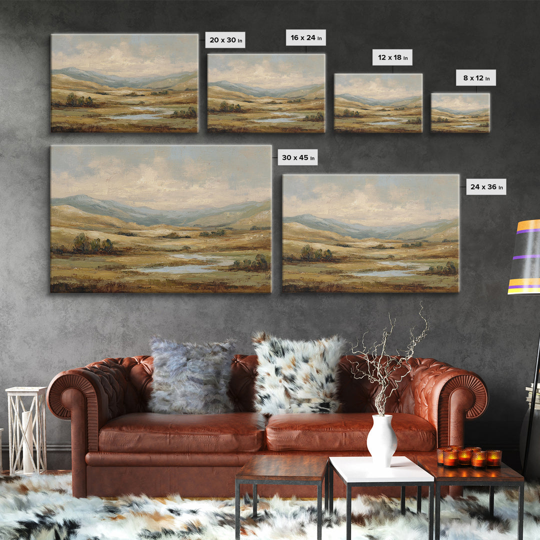 Soft Romantic Landscape Framed Canvas Print, Above Bed Art, Boho Decor, Bedroom Decor, Fine Art, Serenity, Statement Artwork, ABA-3x2-45
