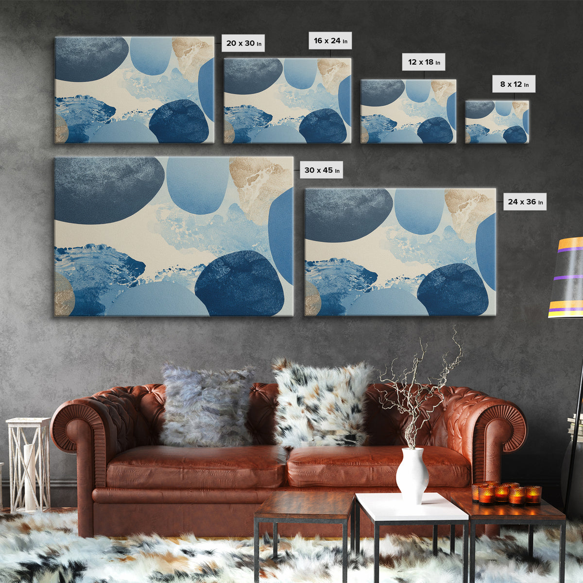 Japandi Ink Shapes Framed Canvas Print, Above Bed Art, Printable Art, Bedroom Decor, Abstract Art, Serenity, Bedroom Wall Art, ABA-3x2-46