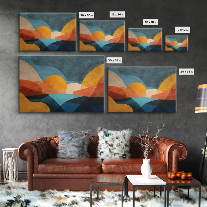 Abstract Sunrise Geometry Canvas Print, Above Bed Art, Sage Green Wall Art, Bedroom Decor, Fine Art, Serenity, Modern Decor, ABA-3x2-48