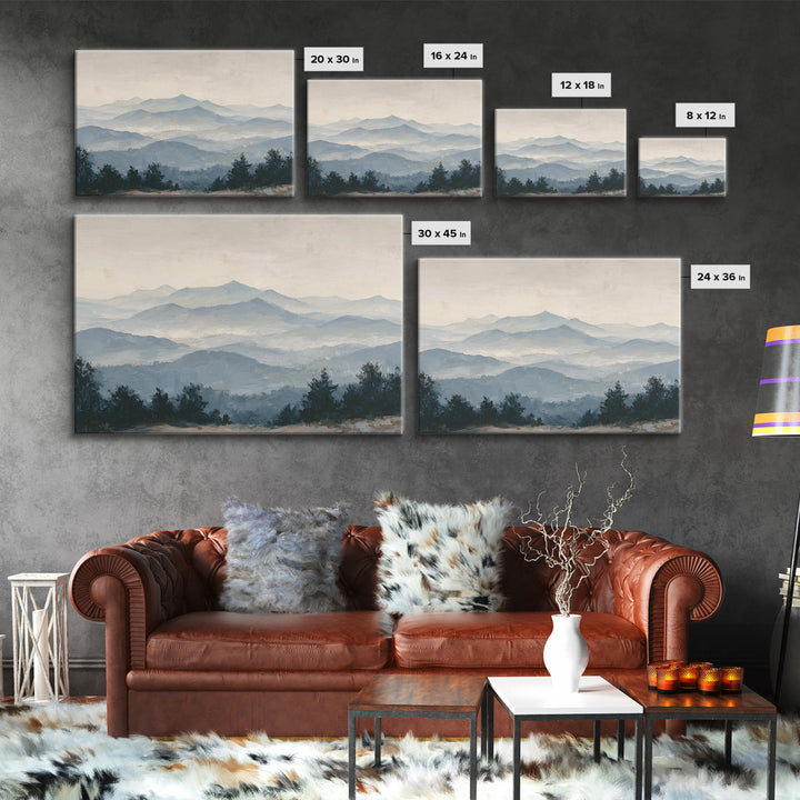 Panoramic Misty Mountain Landscape Canvas Print, Above Bed Art, Living Room Wall Art, Bedroom Decor, Fine Art, Serenity, ABA-3x2-53