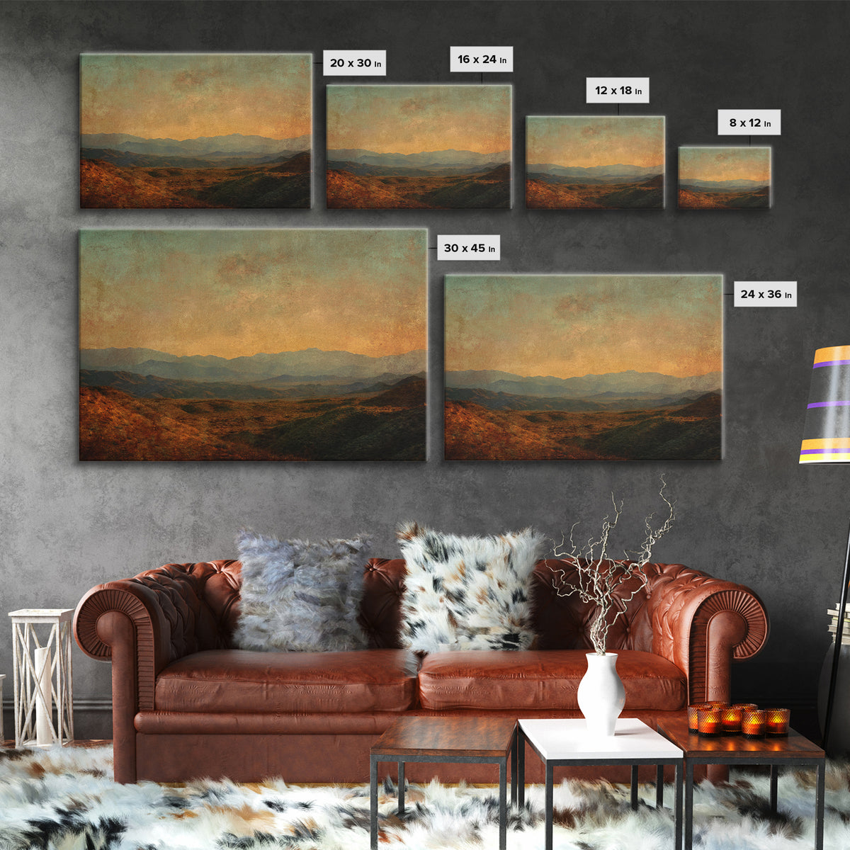 Dreamy Desert Sunset Framed Canvas Print, Above Bed Art, Art Print, Bedroom Decor, Fine Art, Serenity, Dorm Decor, ABA-3x2-59