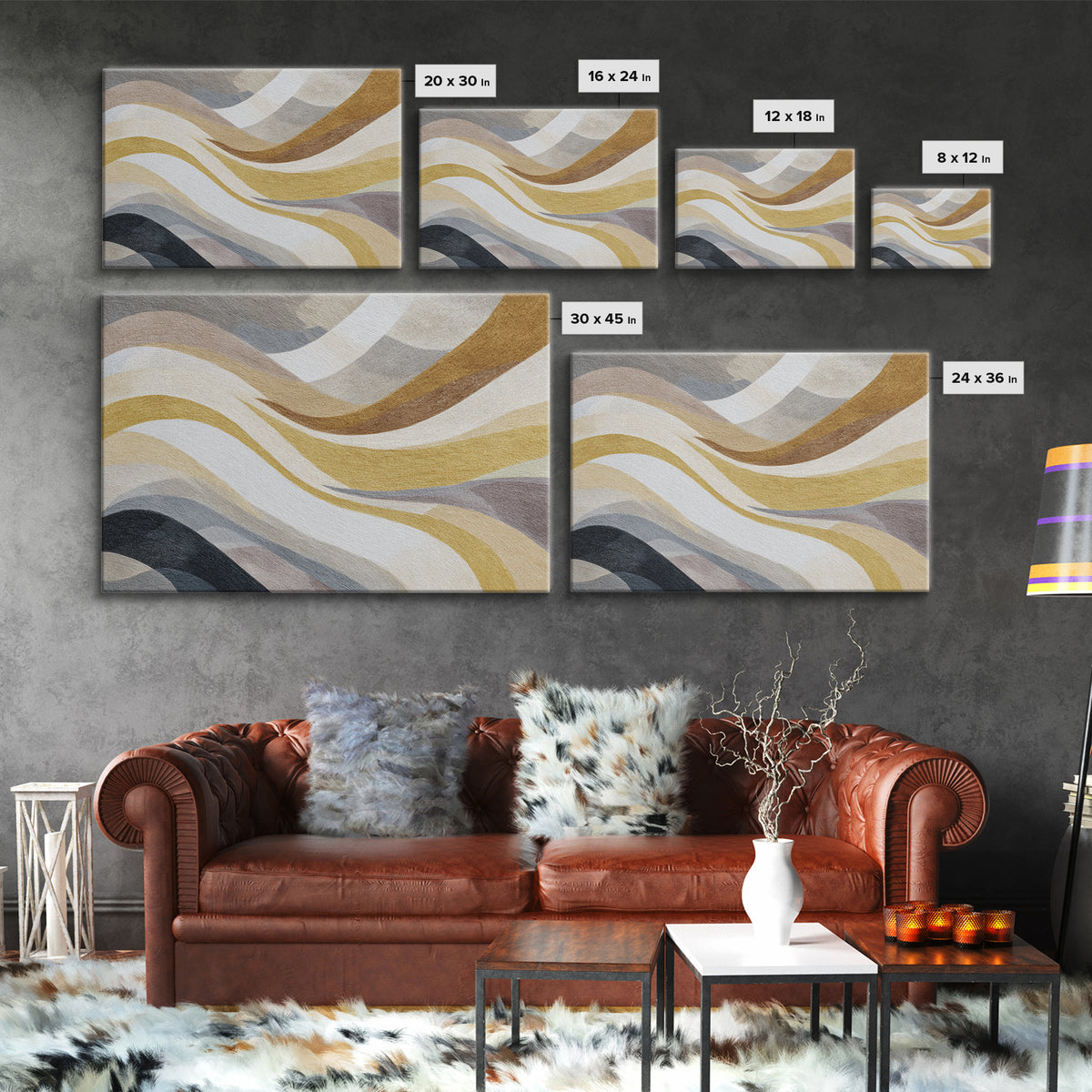 Warm Taupe Abstract Waves Canvas Print, Above Bed Art, Textured Painting, Bedroom Decor, Abstract Art, Serenity, Original Art, ABA-3x2-67
