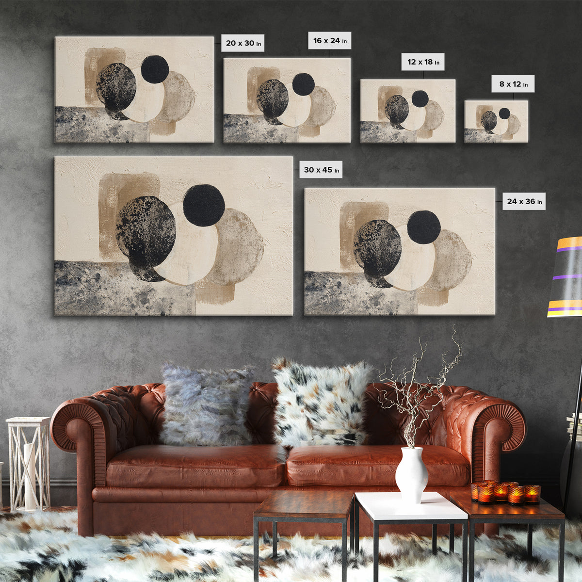 Japandi Ink Shapes Framed Canvas Print, Above Bed Art, Printable Art, Bedroom Decor, Abstract Art, Serenity, Bedroom Wall Art, ABA-3x2-70
