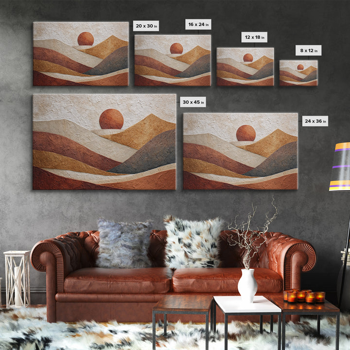 Abstract Sunrise Geometry Canvas Print, Above Bed Art, Neutral Decor, Bedroom Decor, Abstract Art, Serenity, Wall Decor, ABA-3x2-72