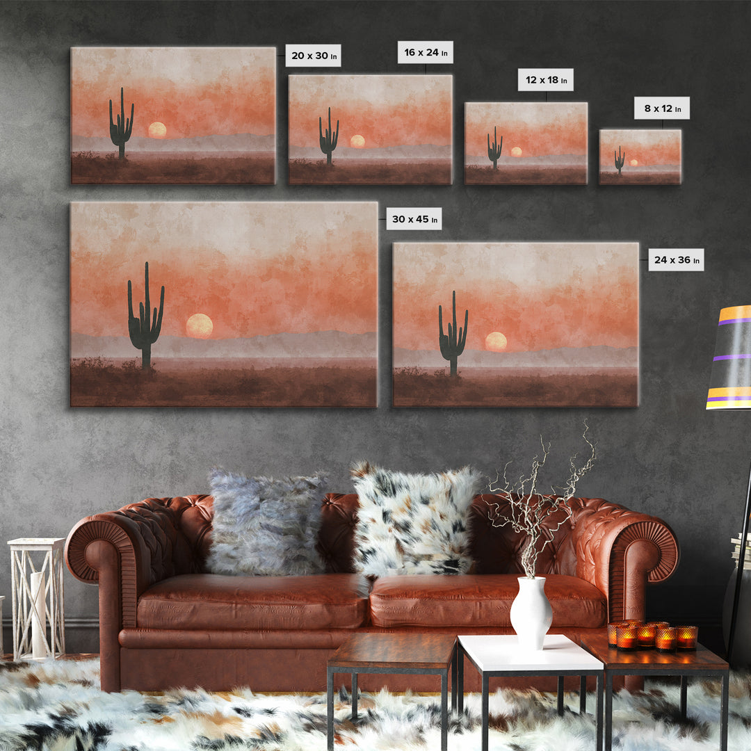 Dreamy Desert Sunset Canvas Print, Above Bed Art, Wall Art, Bedroom Decor, Oil Painting, Serenity, Apartment Decor, ABA-3x2-83