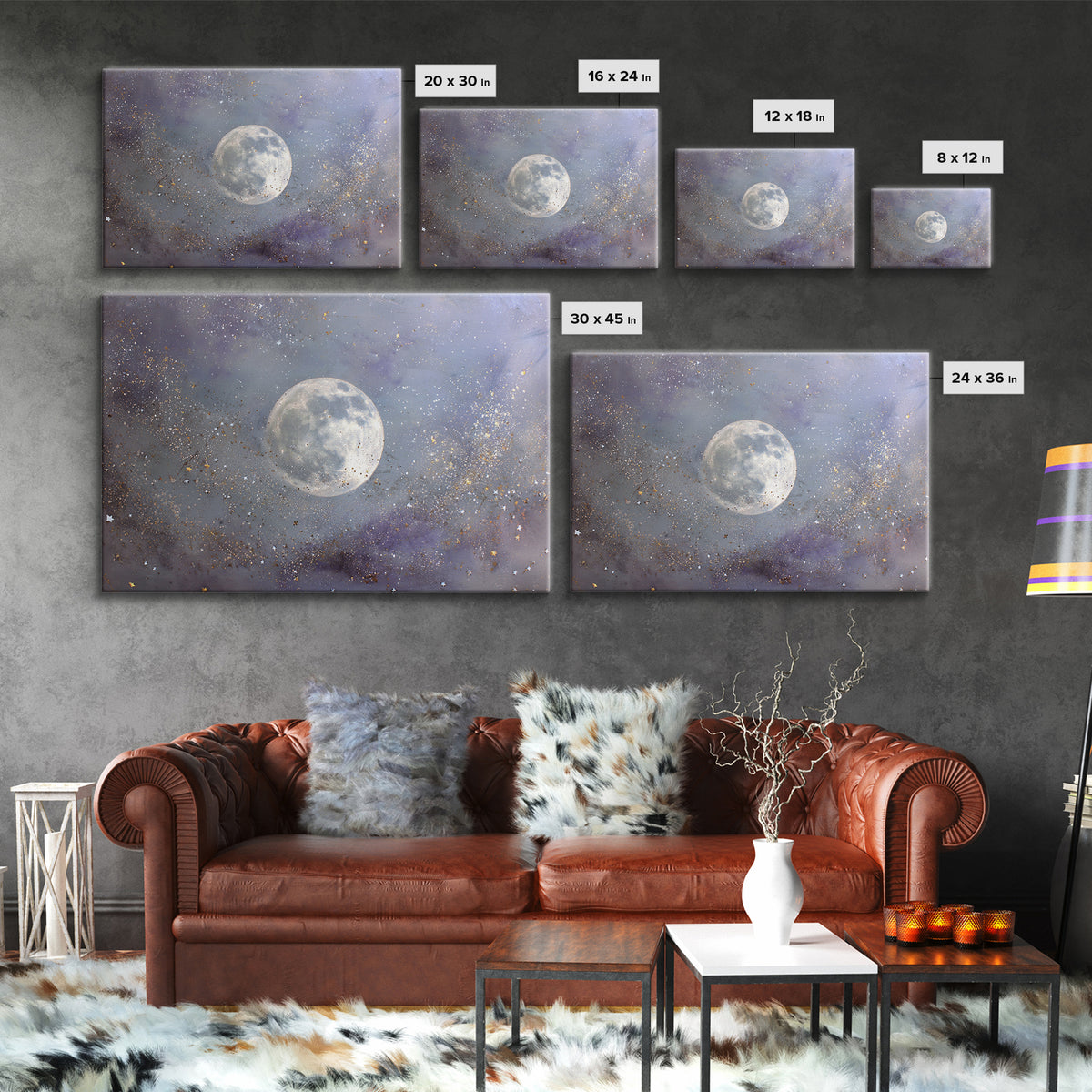 Subtle Celestial Scene Canvas Print, Above Bed Art, 3 Piece Wall Art, Bedroom Decor, Oil Painting, Serenity, Textured Painting, ABA-3x2-89