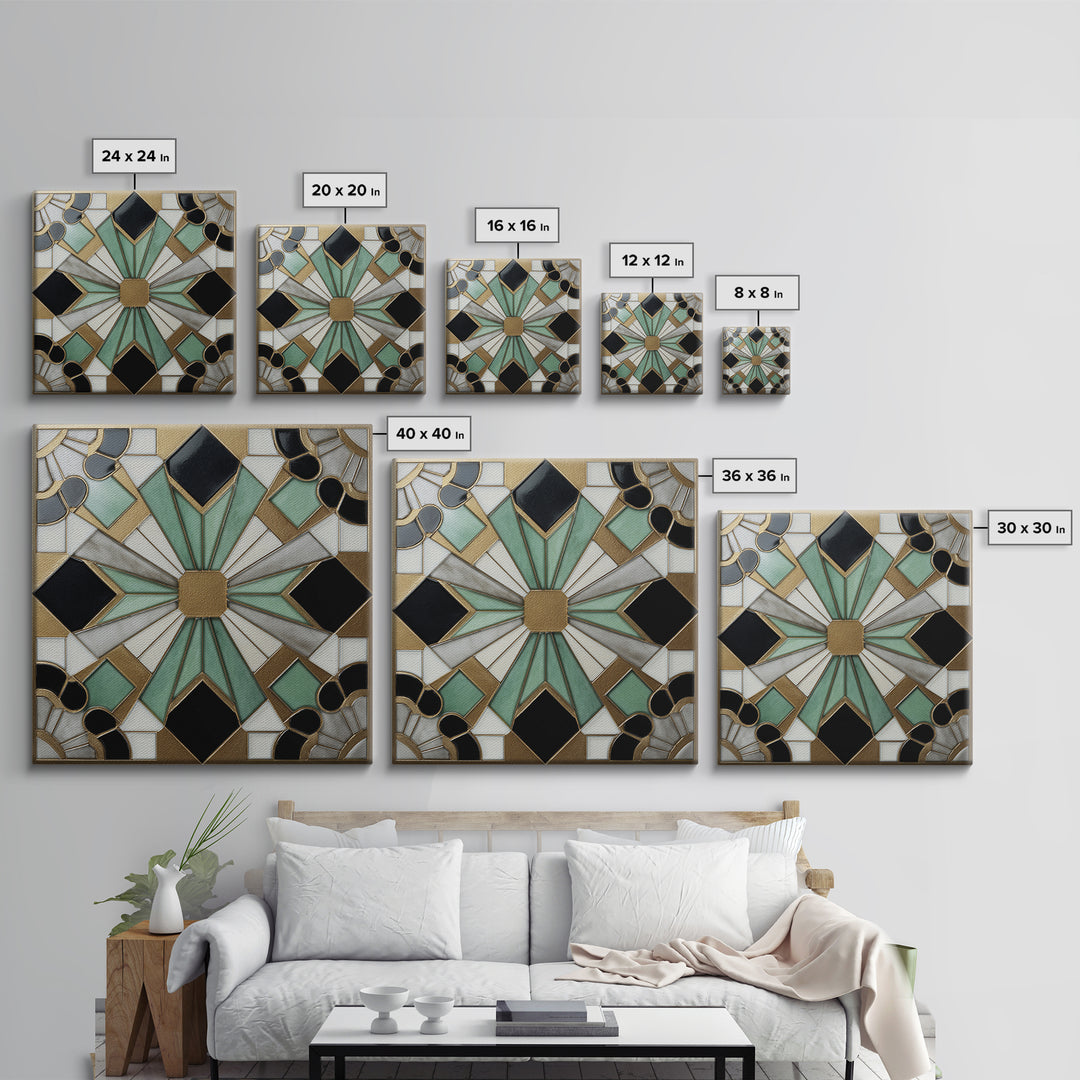 Black and Gold Sunburst Pattern Canvas Print, Art Deco Art, Gallery Wall Art, Living Room Decor, Fine Art, Glamour, ADA-1x1-26