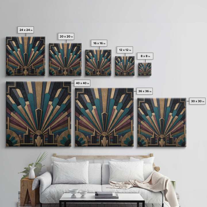 Tropical Hotel Facade Framed Canvas Print, Art Deco Art, Apartment Decor, Living Room Decor, Fine Art, Glamour, Gallery Decor, ADA-1x1-64