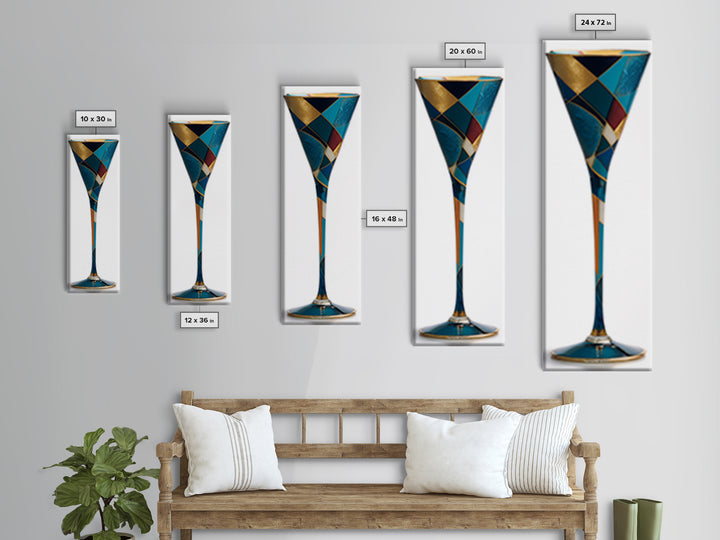 Luxury Cocktail Glass Canvas Print, Art Deco Art, Decor, Living Room Decor, Abstract Art, Glamour, Apartment Decor, ADA-1x3-65