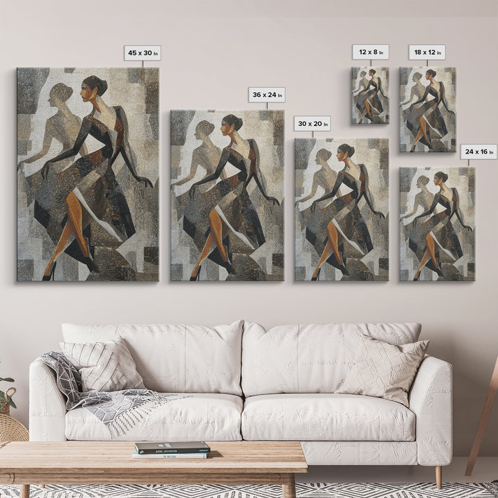 Deco Dancer in Beaded Dress and Angular Canvas Print, Art Deco Art, Canvas, Living Room Decor, Glamour, Wall Art Print, ADA-2x3-39