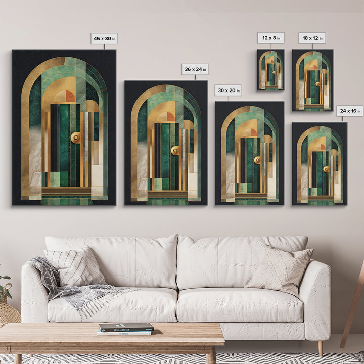 Deco Doorway Study Framed Canvas Print, Art Deco Art, Mid Century Modern, Living Room Decor, Abstract Art, Glamour, ADA-2x3-47