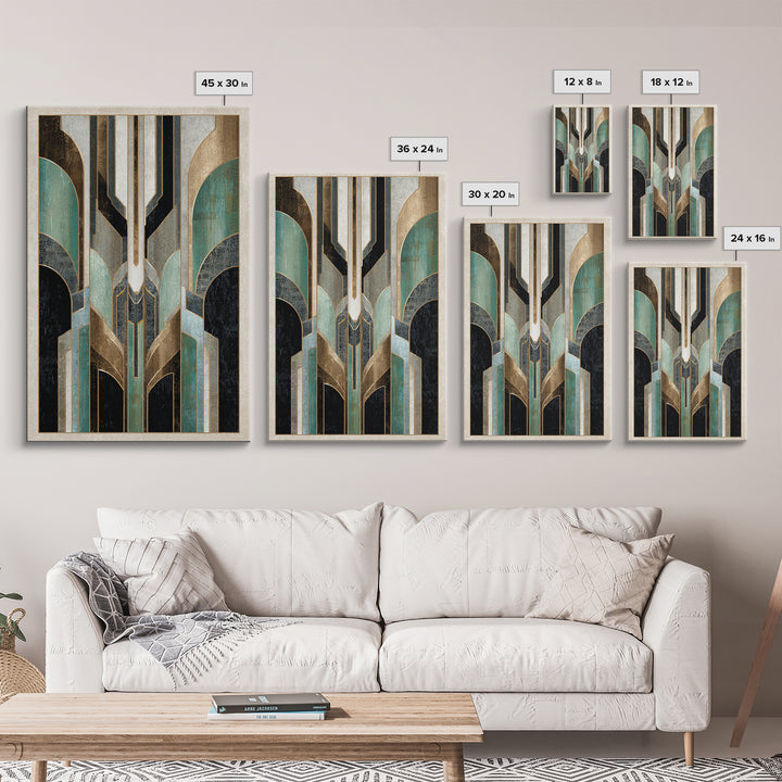 Abstract Stepped Arches Framed Canvas Print, Art Deco Art, Printable, Living Room Decor, Abstract Art, Glamour, ADA-2x3-98