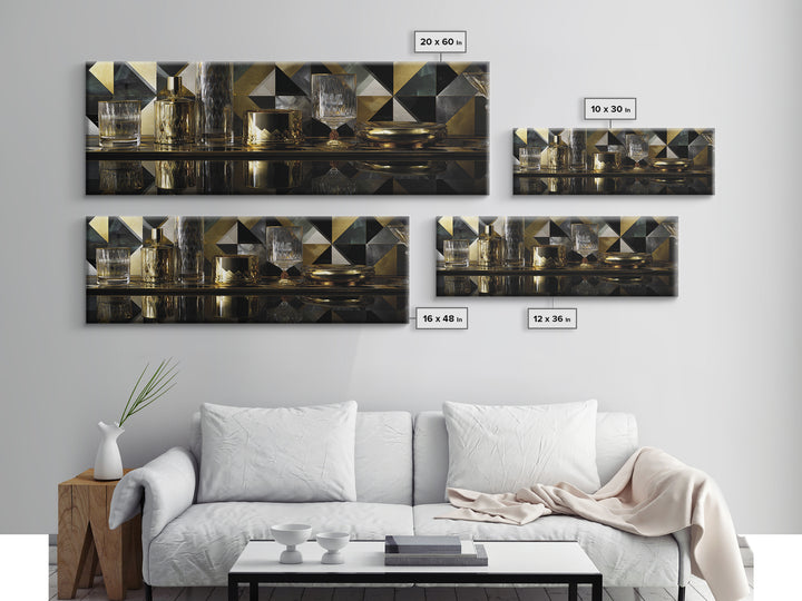 Luxury Cocktail Glass Framed Canvas Print, Art Deco Art, Gallery Decor, Living Room Decor, Fine Art, Glamour, Wall Art, ADA-3x1-69