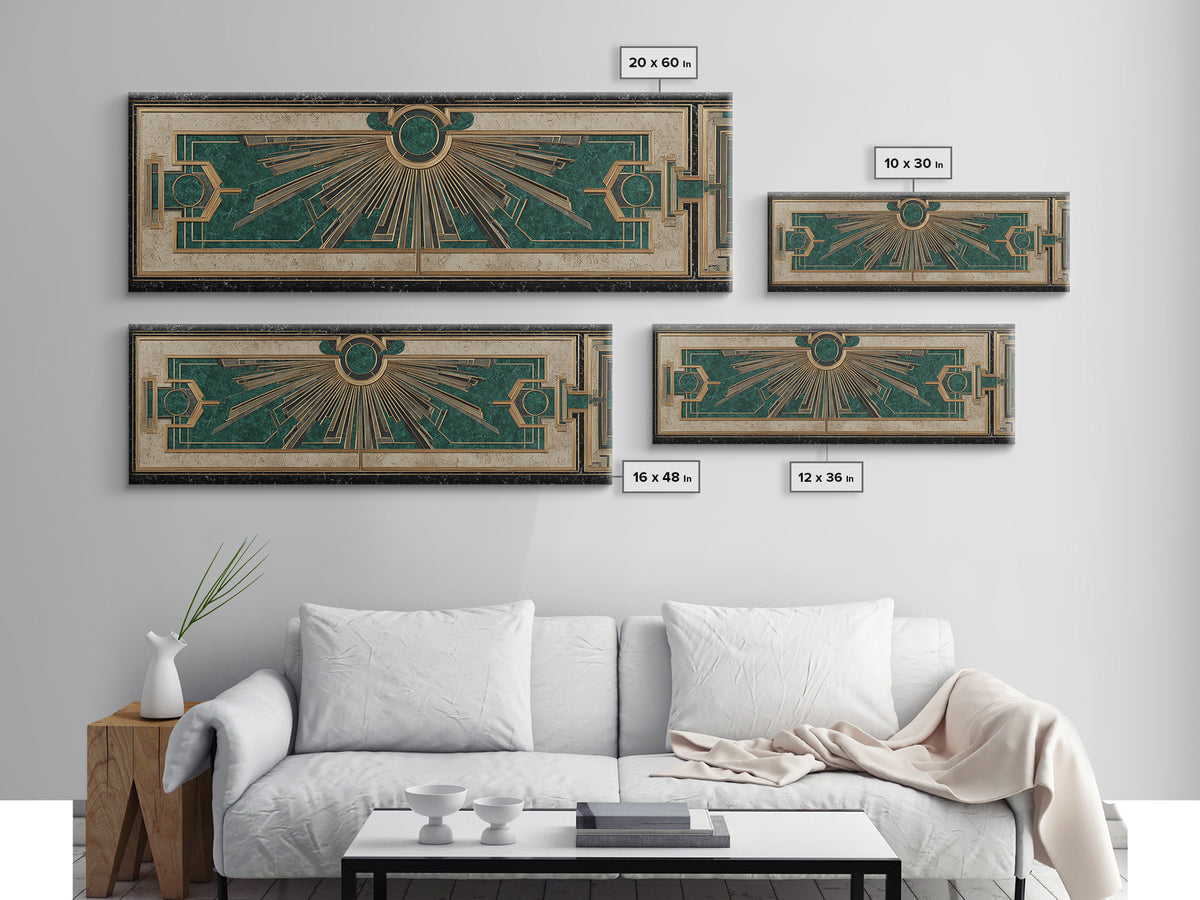 Deco Doorway Study Framed Canvas Print, Art Deco Art, Art Deco, Living Room Decor, Oil Painting, Glamour, Art Deco Wallpaper, ADA-3x1-79