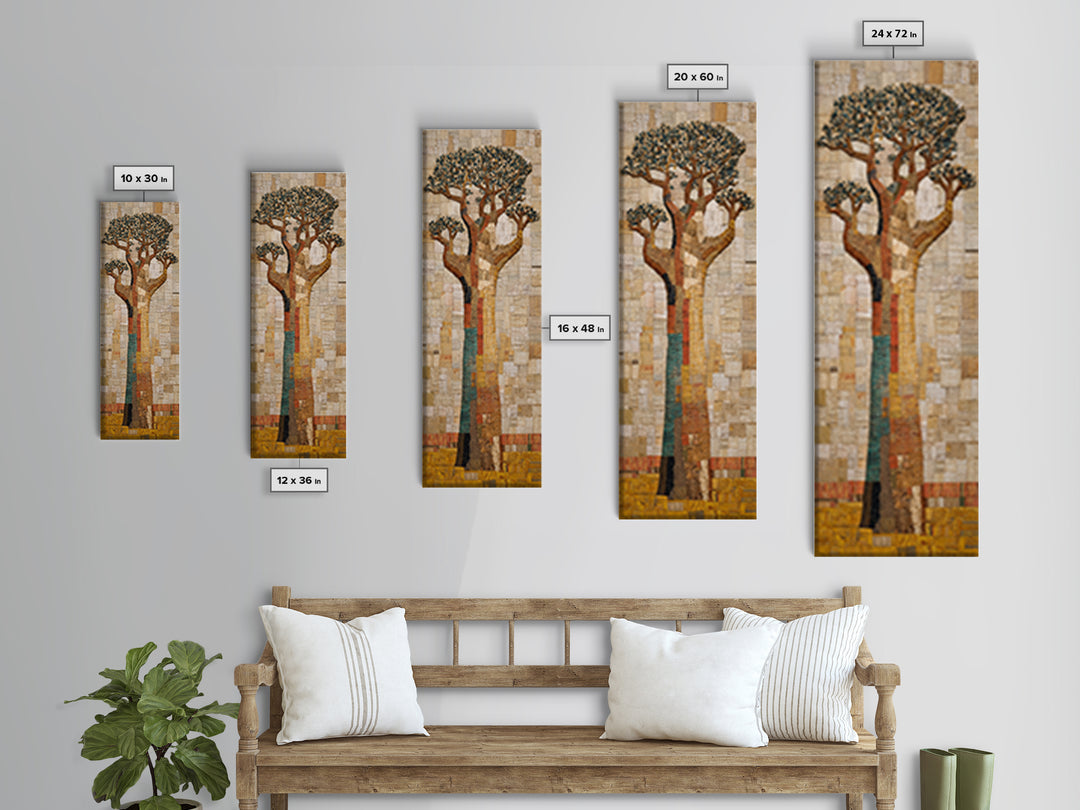 Textured Neutral Baobab Tree, African Wall Art, Beige Motherland Decor, Modern Safari Landscape, Framed Canvas Print Gift