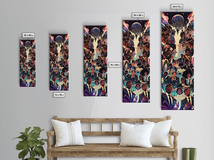 Regal Black Family Gathering Under Moonlit Sky, Wall Art, African American Art Print, Afrocentric Culture Home Decor Gift