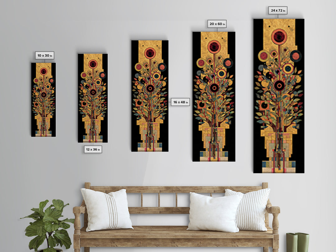 Gold Botanical African Tree Of Life Canvas Print, Geometric Floral Wall Decor, Elegant Afrocentric Art For Living Room Decor