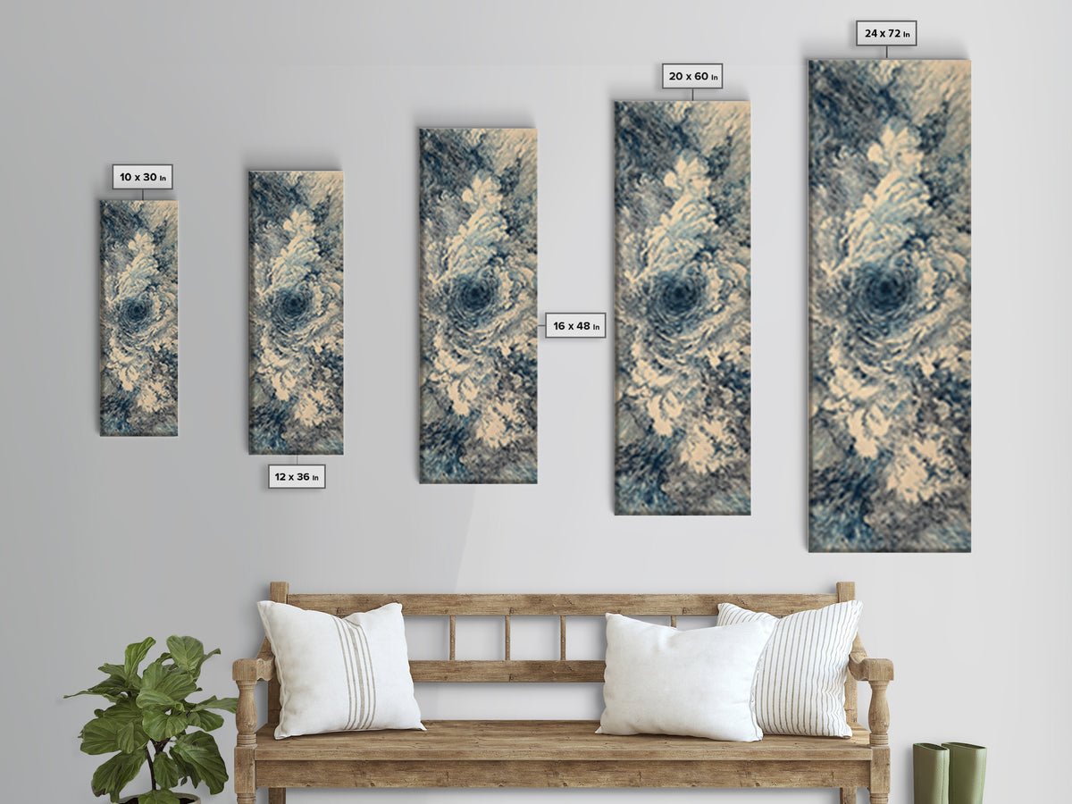 Blue Cream Swirling Ocean Vortex Abstract Wall Art, Minimalist Canvas Print, Modern Coastal Decor, Dreamy Large Art Gift