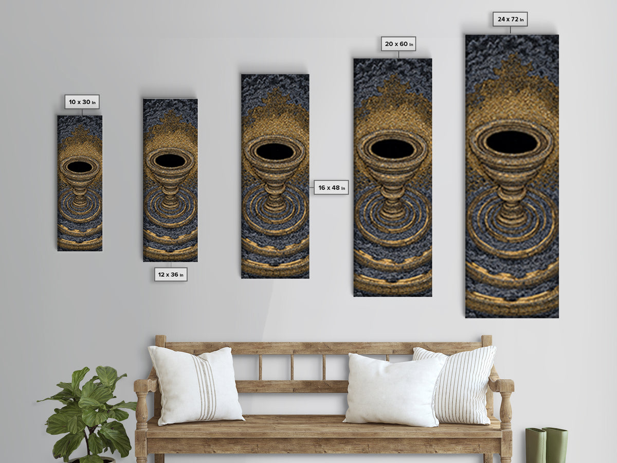 Golden Chalice Portal With Rippling Rings Canvas Print, Black And Gold Wall Art, Luxury Abstract Decor, Statement Art Gift