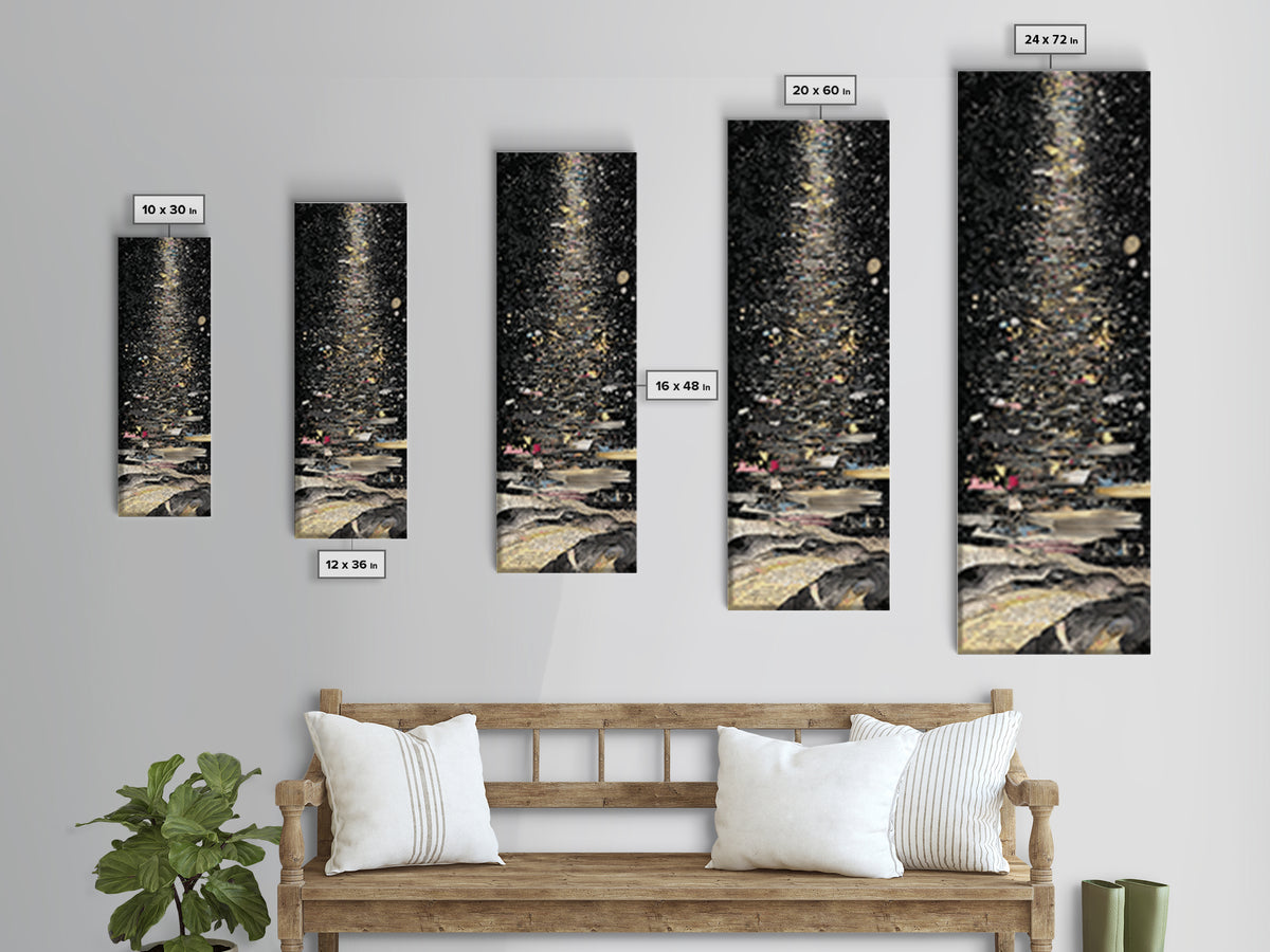 Moonlit Starry Night Abstract Canvas Print, Black And Gold Modern Art, Mystical Wall Decor, Statement Home Decor Gift For Him