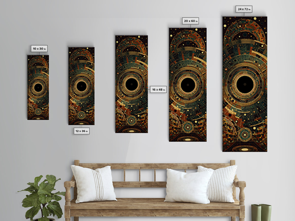 Futuristic African City Portal With Geometric Rings Framed Canvas Print, Afrocentric Wall Art, Modern Black Culture Decor
