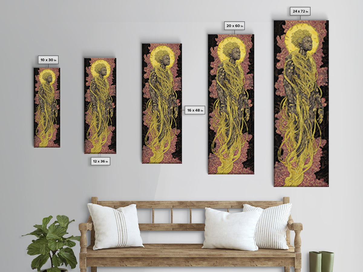 Golden Halo African Queen Portrait Wall Art, Afrocentric Black Woman Canvas, Luxury Cultural Home Decor Gift, African Art Print