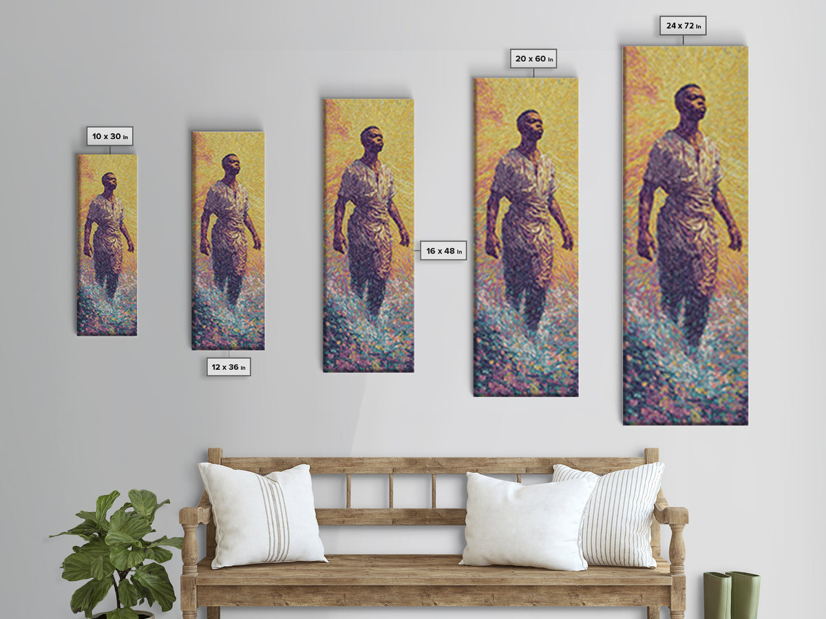 Radiant African Man Walking Through Water Canvas Print, Afrocentric Black Art, Spiritual Wall Decor, Modern Portrait Gift