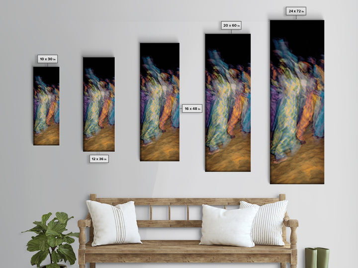 Dreamy African Dancers In Motion Framed Canvas Print, Abstract Afrocentric Wall Art, Colorful Cultural Home Decor, Statement Gift