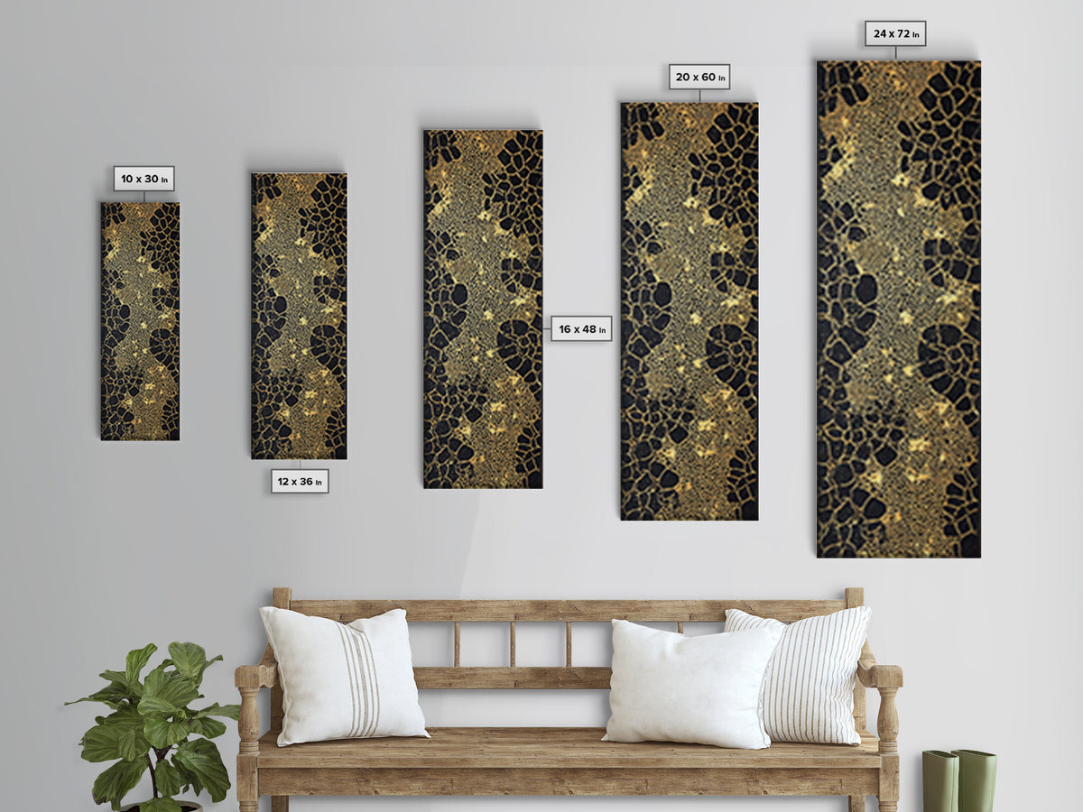 Gold Black Giraffe Pattern Abstract Wall Art, African Safari Canvas Print, Luxury Modern Tribal Decor, Earth Tone Home Gift